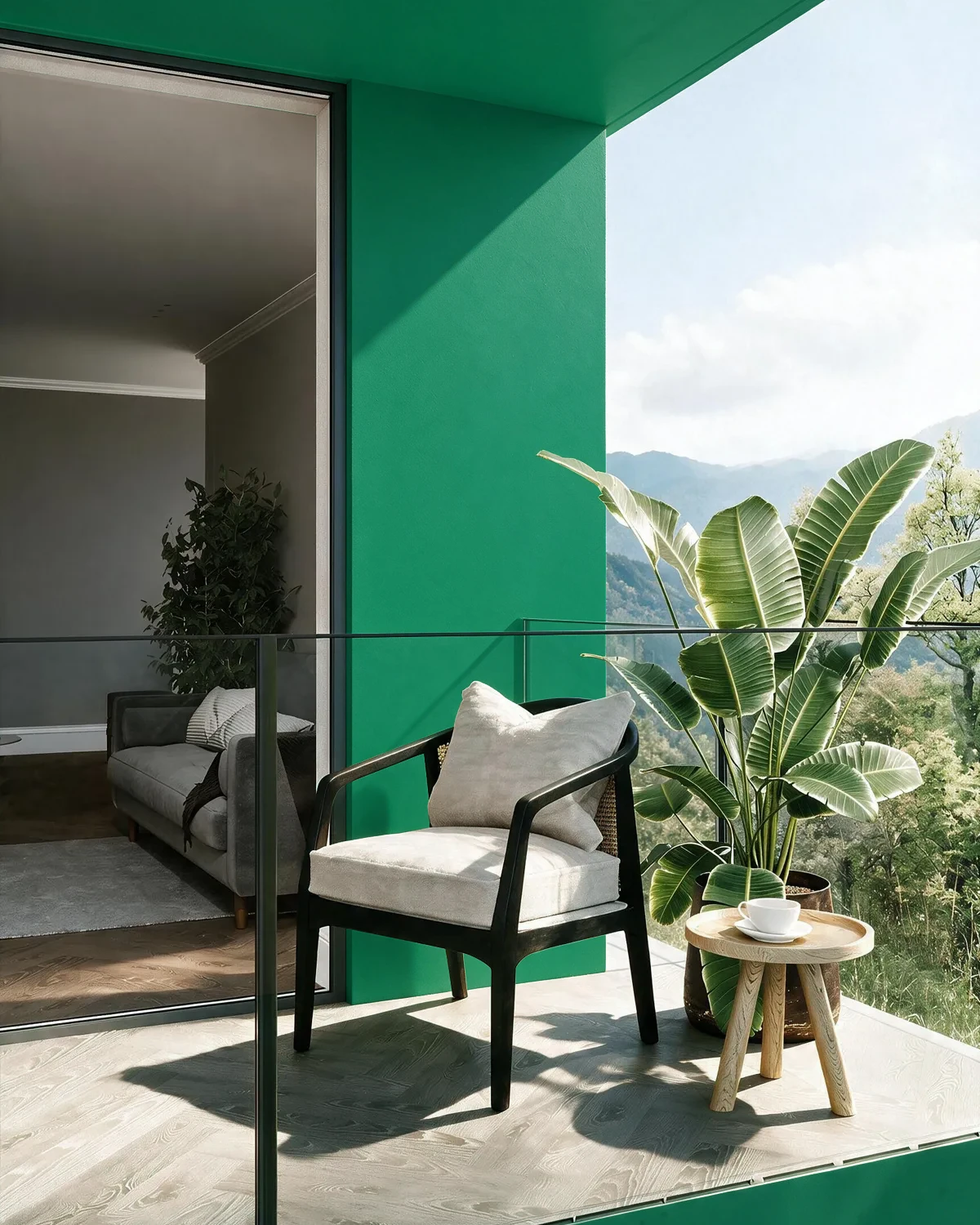 Nippon Paint's GREEN RUNNERS color on a beautifully decorated wall.