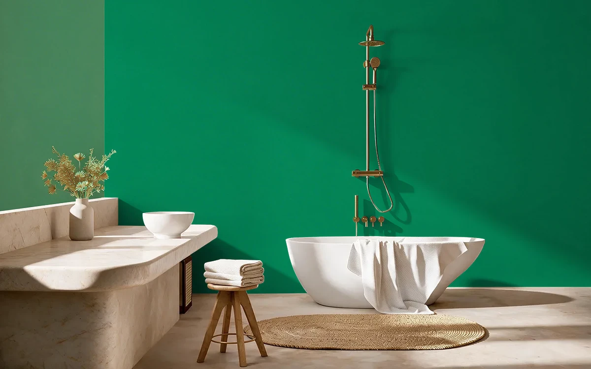 Nippon Paint's GREEN RUNNERS color on different wall surfaces.