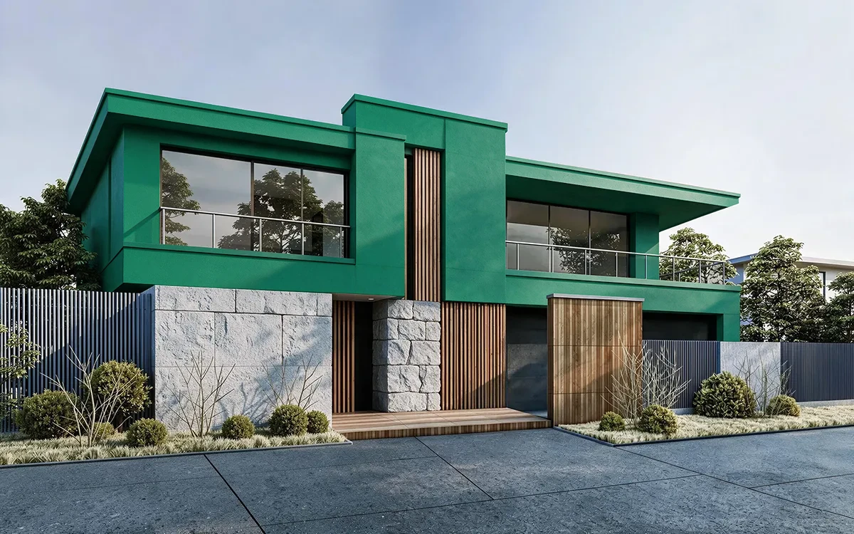 Nippon Paint's GREEN RUNNERS color on different wall surfaces.