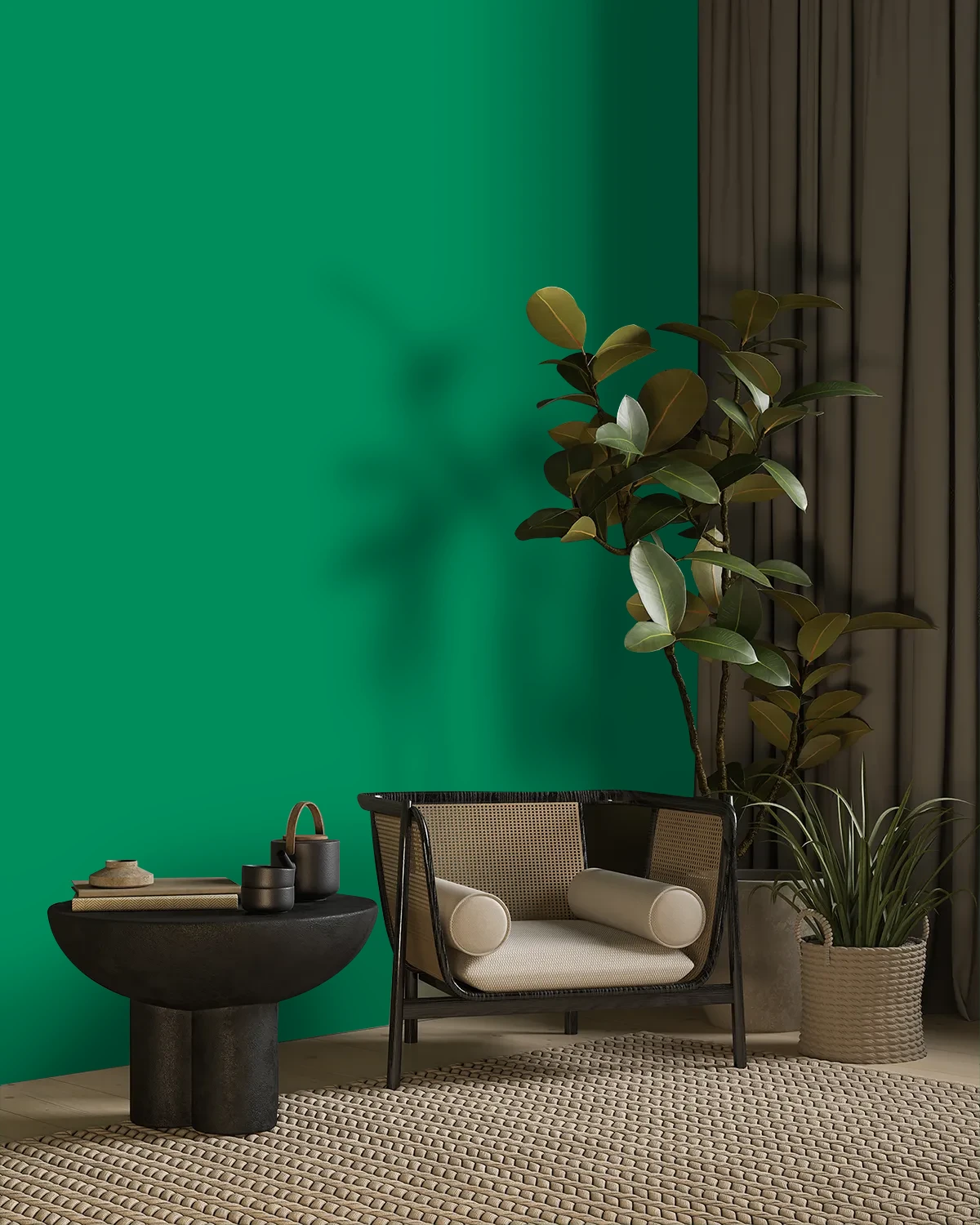 Nippon Paint's GREEN RUNNERS color on a beautifully decorated wall.