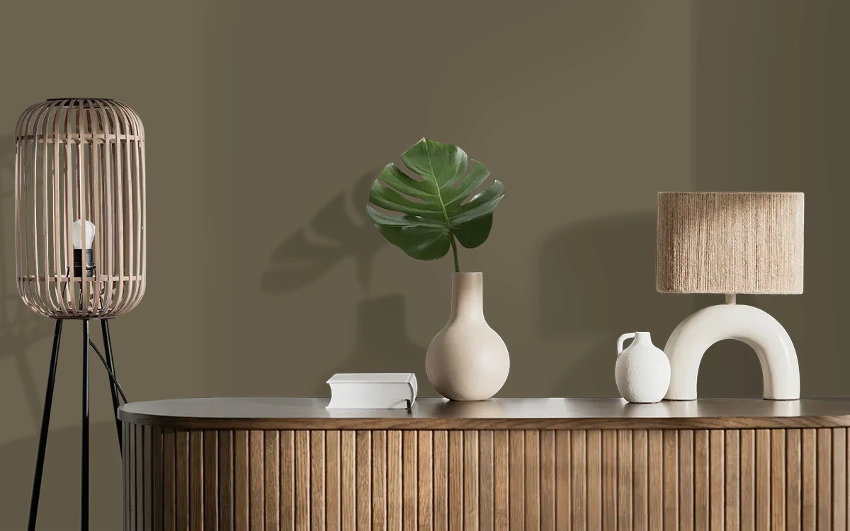 Nippon Paint's GREEN SLATE color on different wall surfaces.