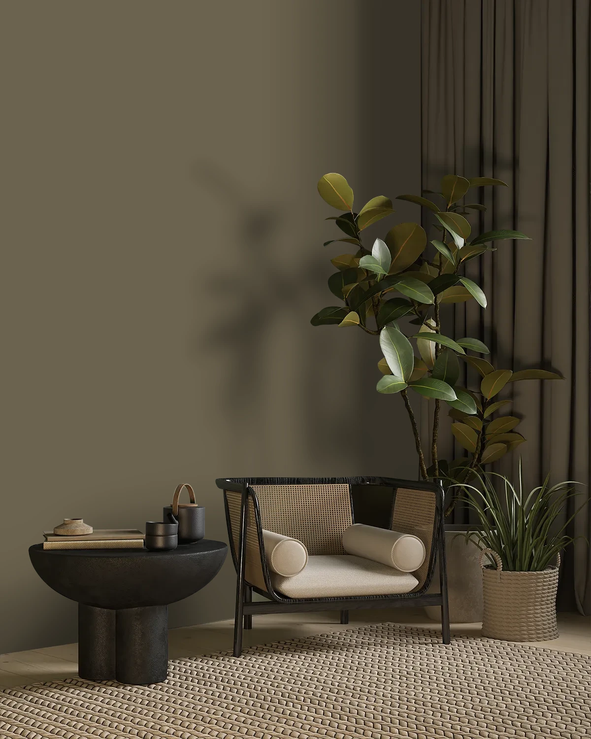 Nippon Paint's GREEN SLATE color on a beautifully decorated wall.