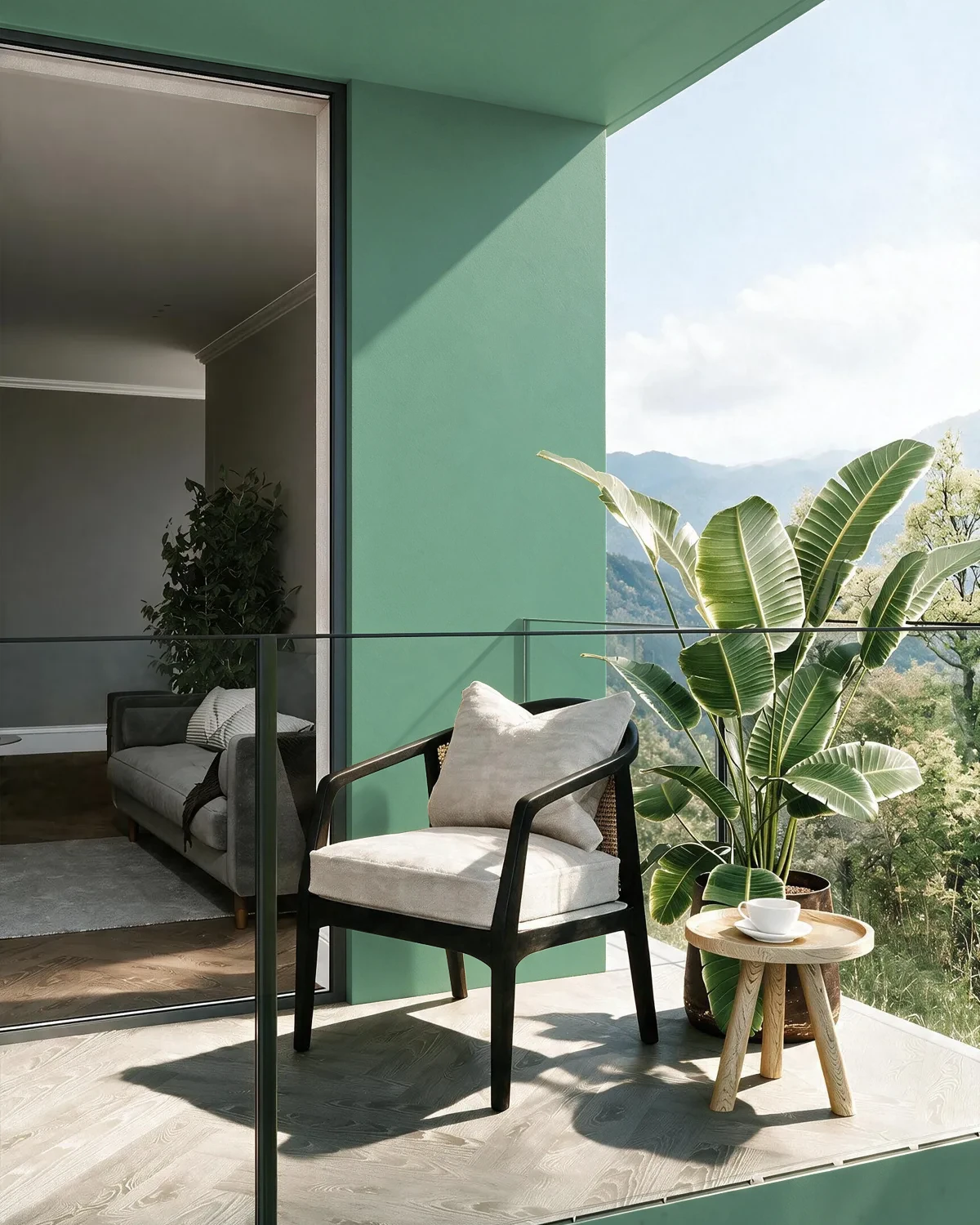 Nippon Paint's GREEN SPACE color on a beautifully decorated wall.