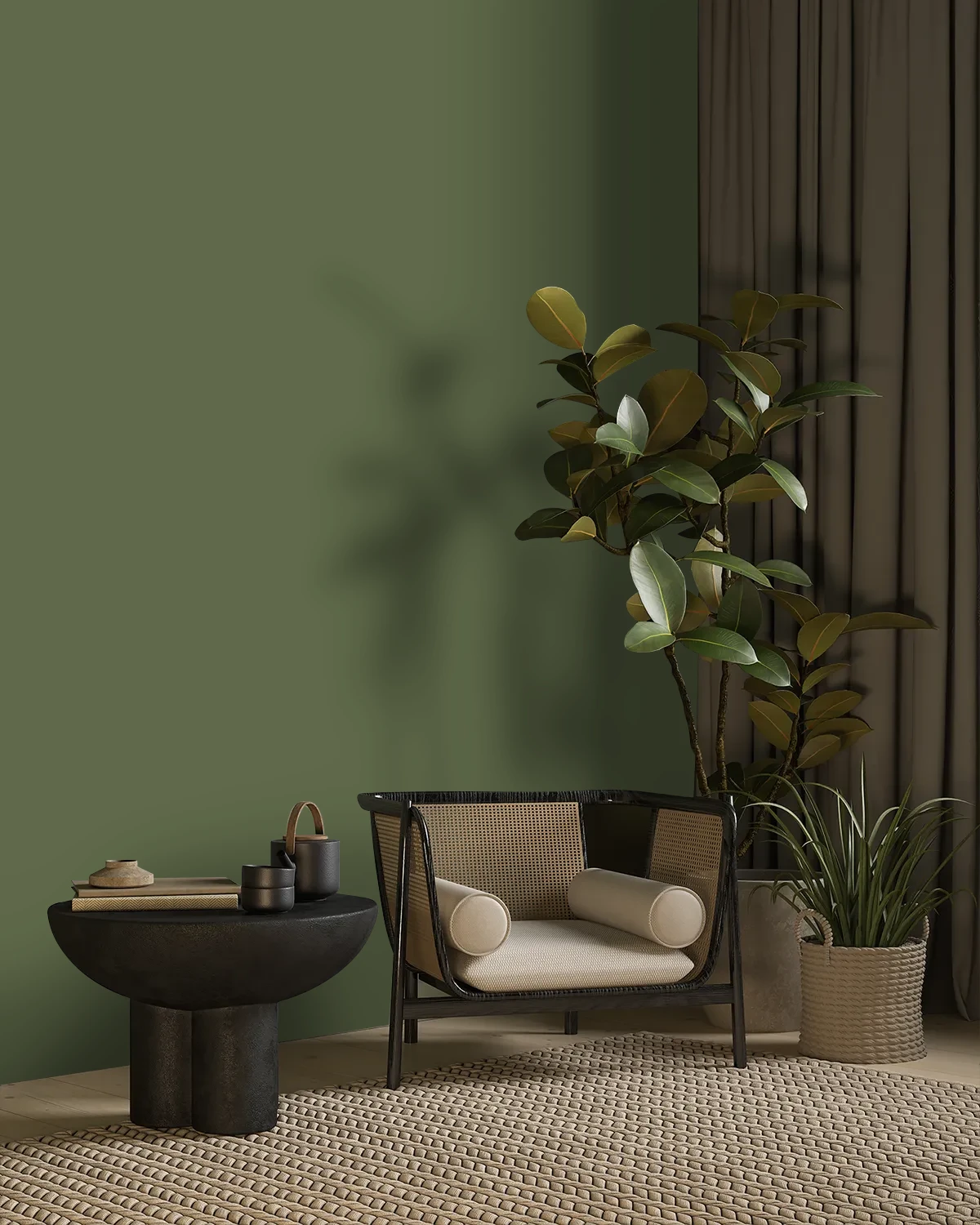 Nippon Paint's GREEN TOPIARY color on a beautifully decorated wall.