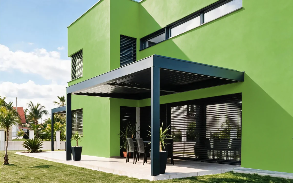 Nippon Paint's GREEN TUFT color on different wall surfaces.