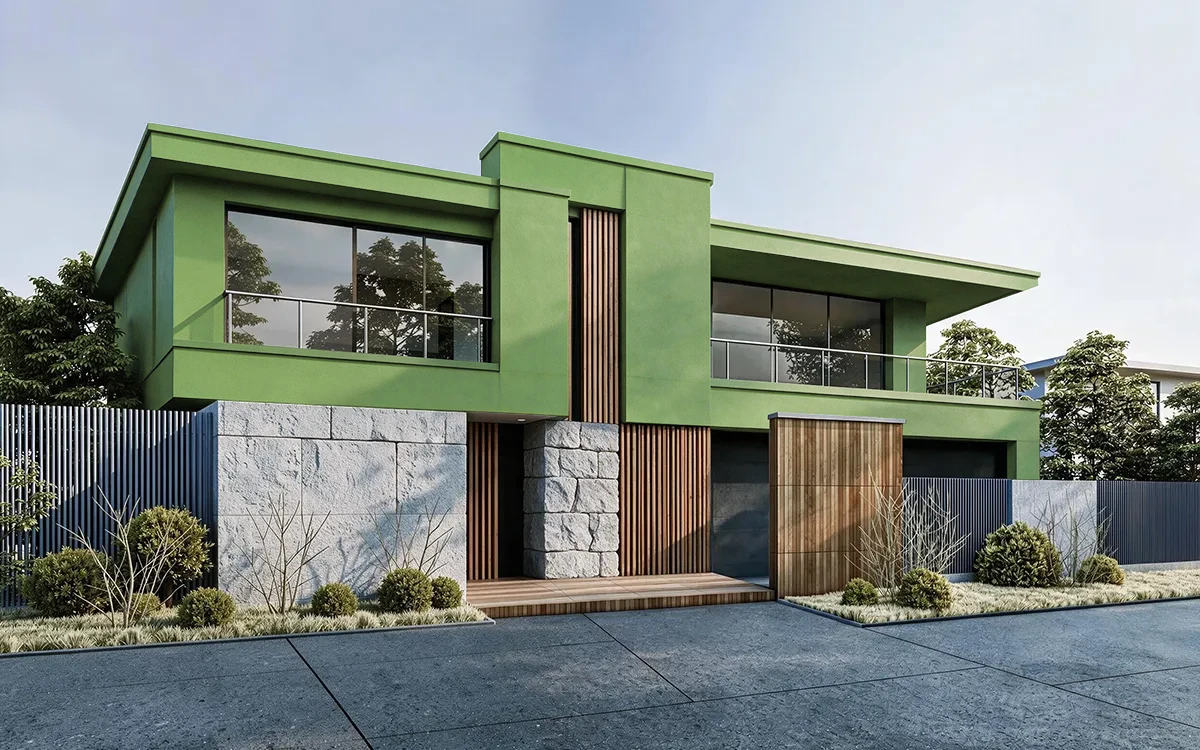 Nippon Paint's GREEN WILLOW color on different wall surfaces.