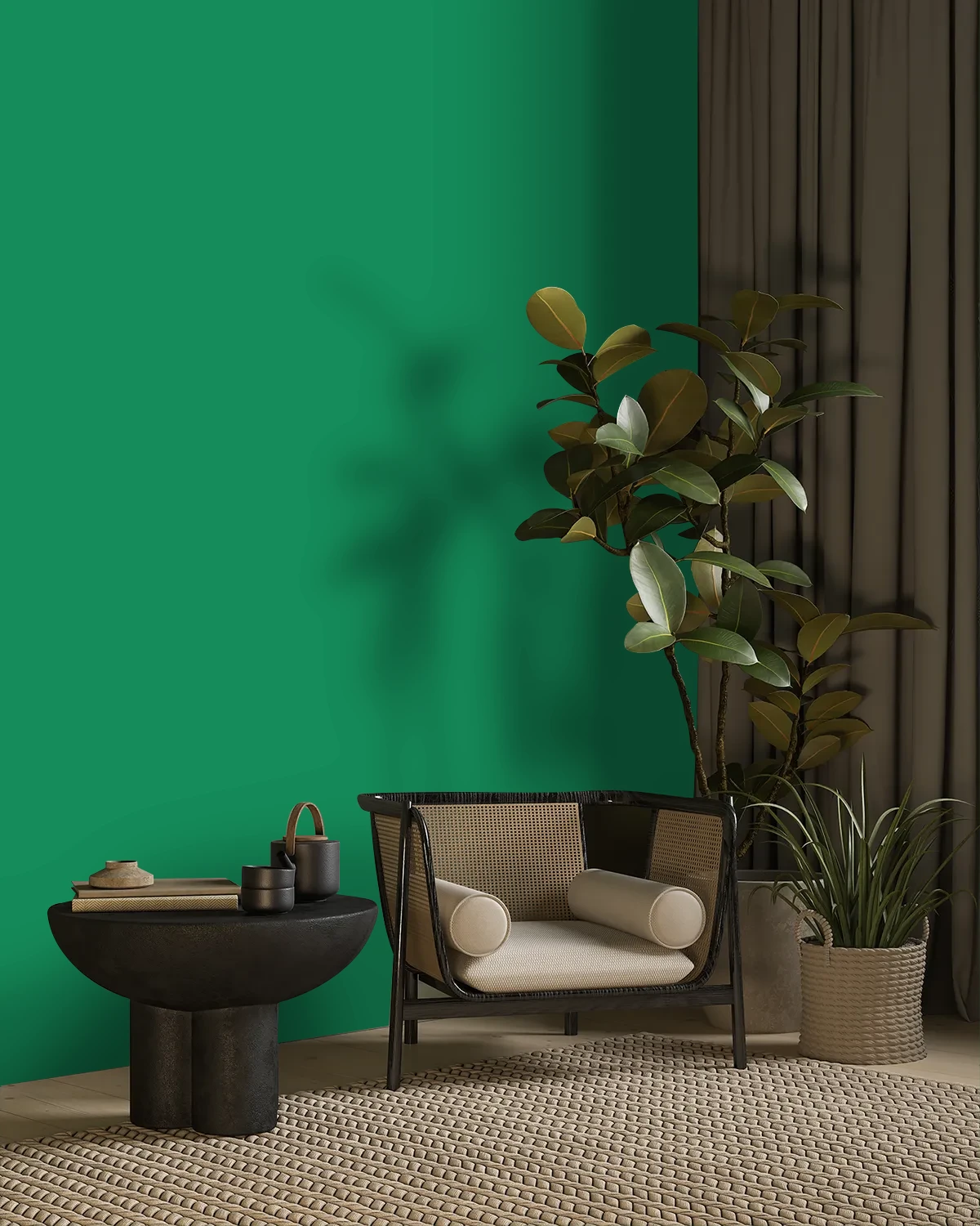 Nippon Paint's GREENWAY color on a beautifully decorated wall.