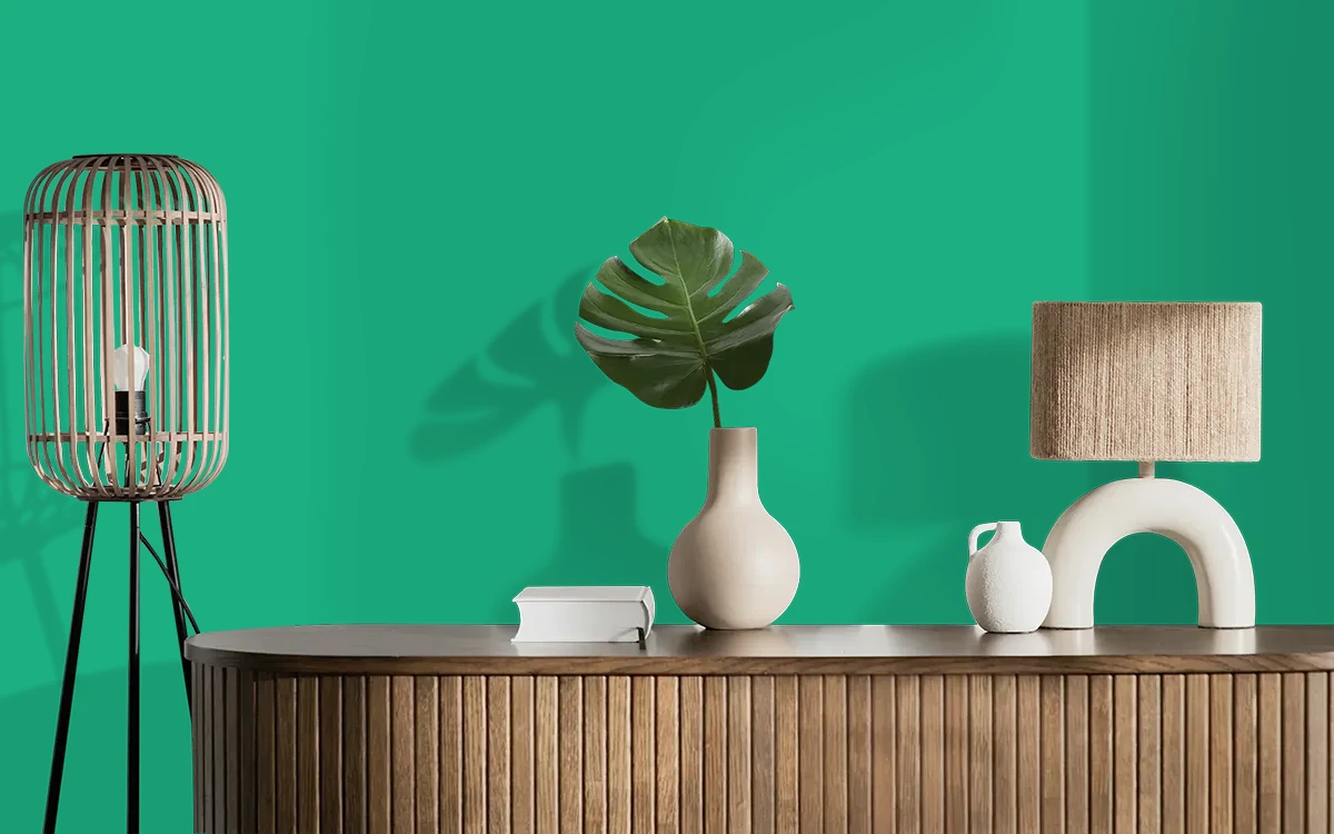 Nippon Paint's GRETEL'S GUESS color on different wall surfaces.