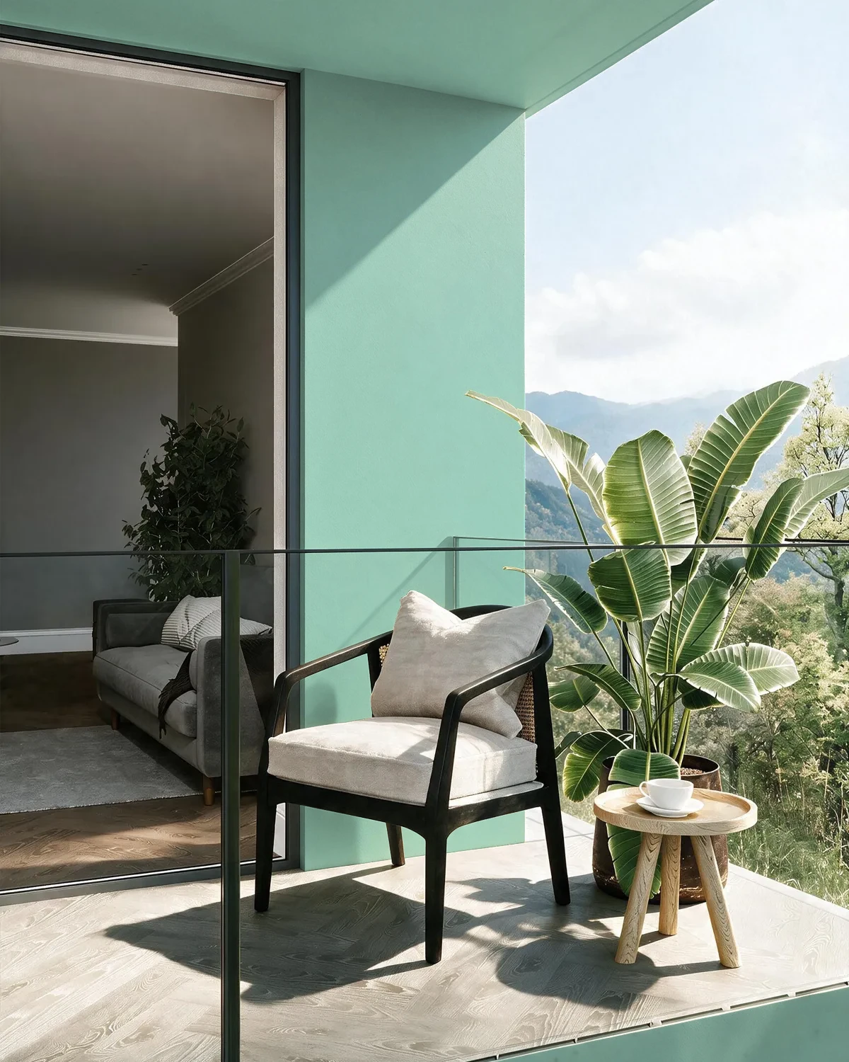 Nippon Paint's GUSTAV GREEN color on a beautifully decorated wall.