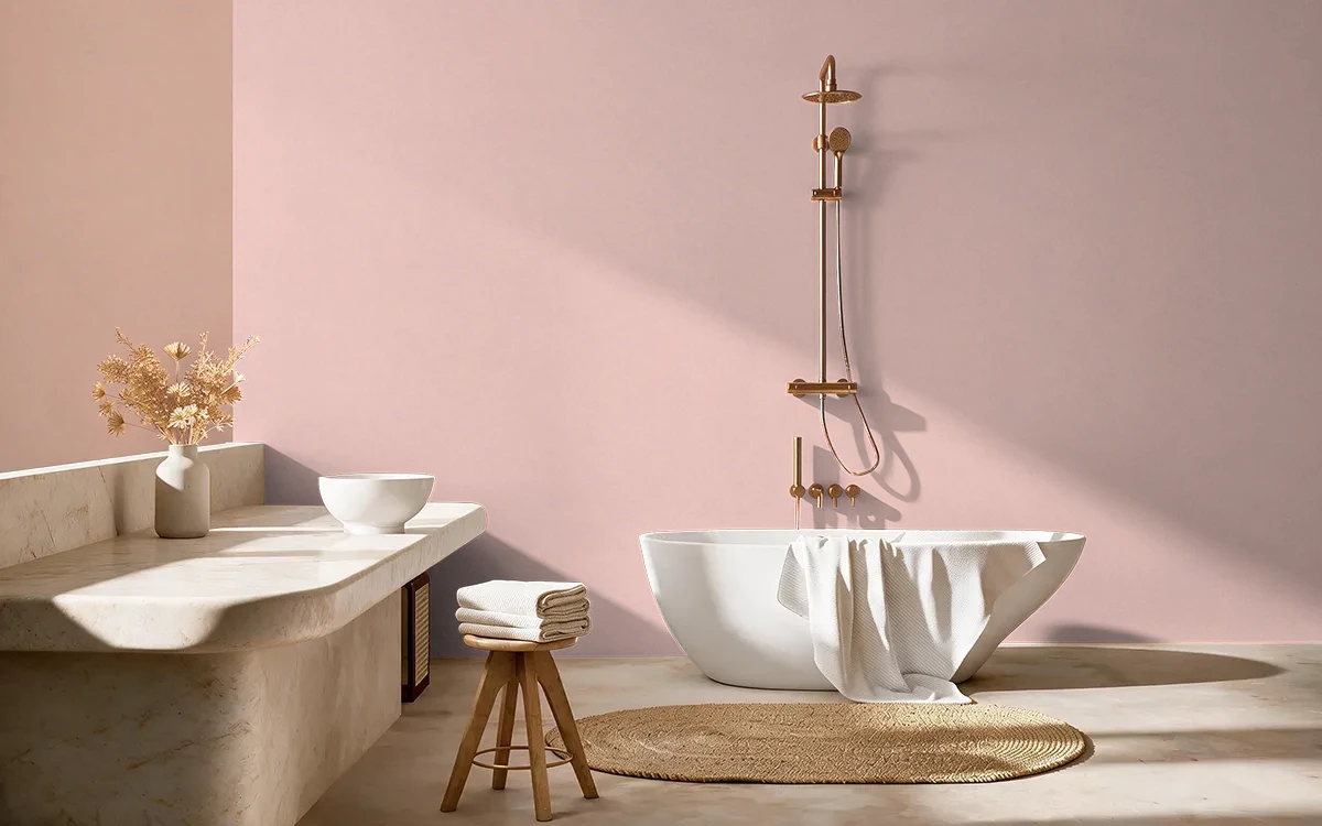 Nippon Paint's GYPSY SONG color on different wall surfaces.