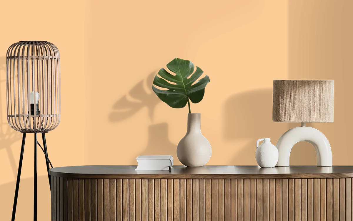 Nippon Paint's HAPPY DAY color on different wall surfaces.