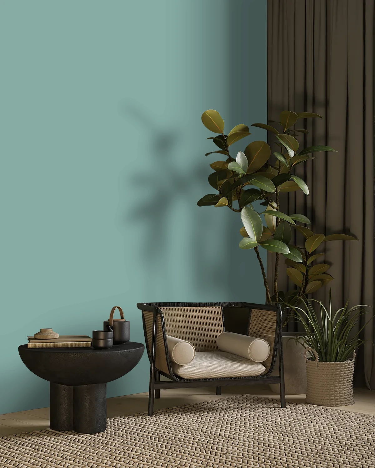 Nippon Paint's HARBOUR SHADOW color on a beautifully decorated wall.