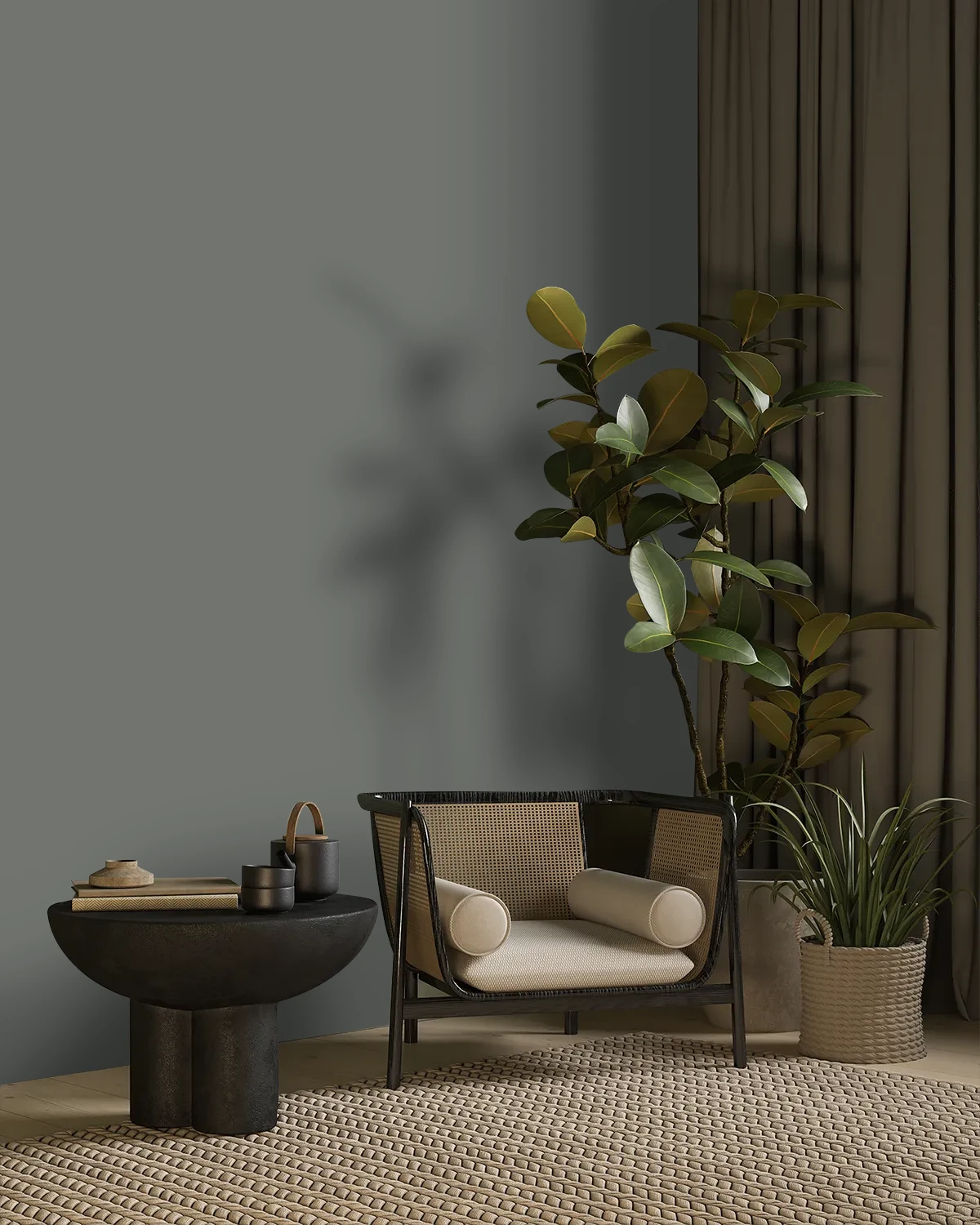 Nippon Paint's HARDWARE GRAY color on a beautifully decorated wall.