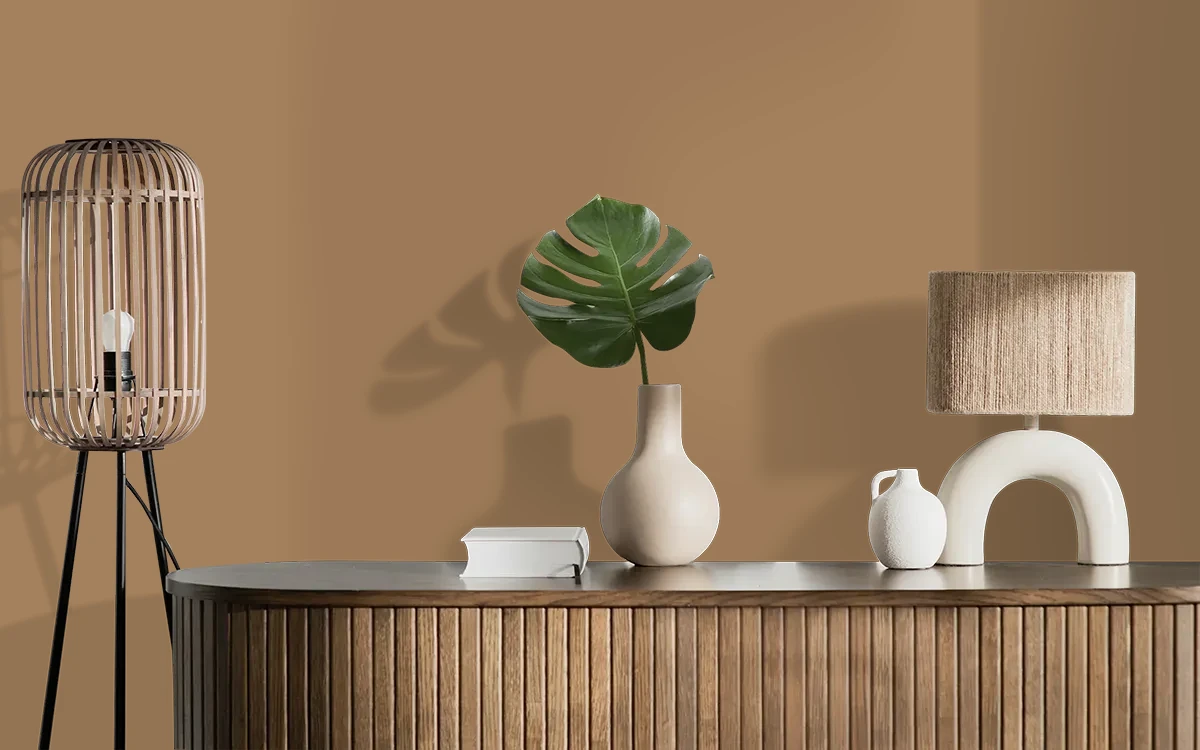 Nippon Paint's HAZELNUT HAZE color on different wall surfaces.