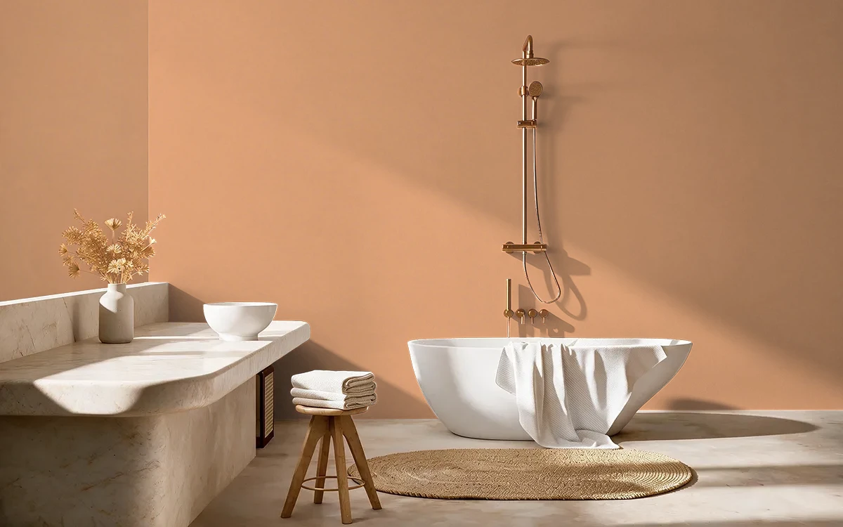 Nippon Paint's HEALTHY GLOW color on different wall surfaces.