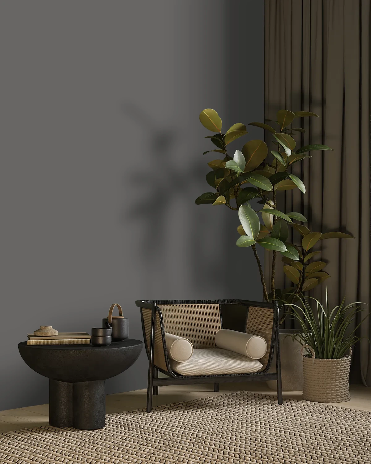 Nippon Paint's HEATHERED GREY color on a beautifully decorated wall.