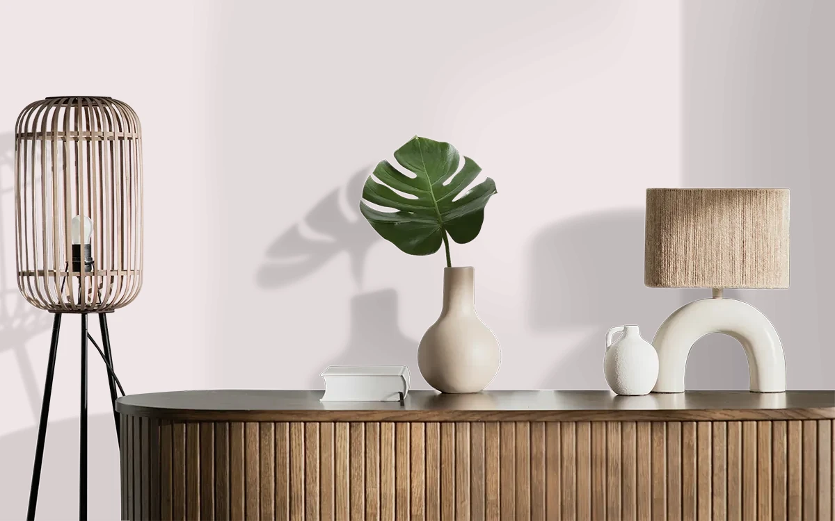 Nippon Paint's HELLO HEATHER color on different wall surfaces.