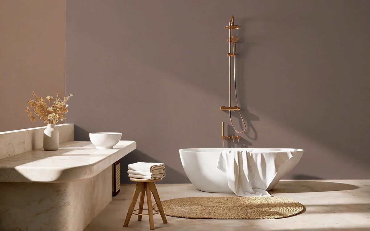 Nippon Paint's HENNA RADIANCE color on different wall surfaces.