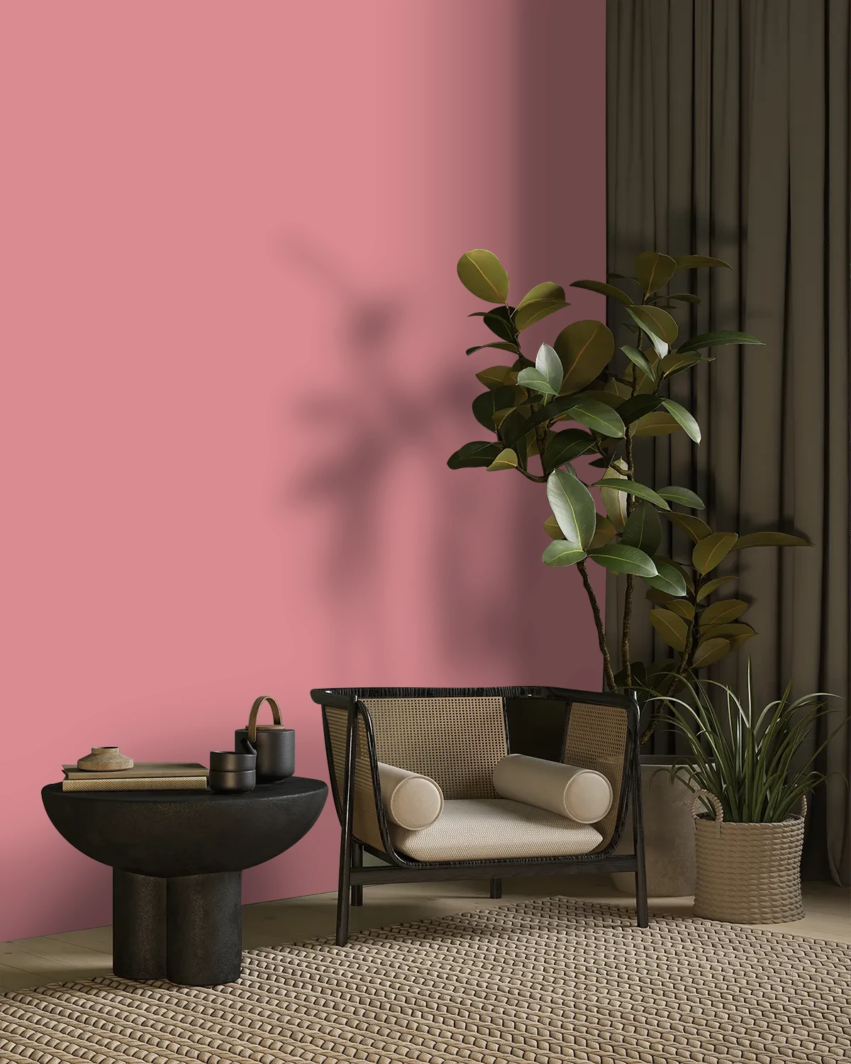 Nippon Paint's HILL CHERRY color on a beautifully decorated wall.
