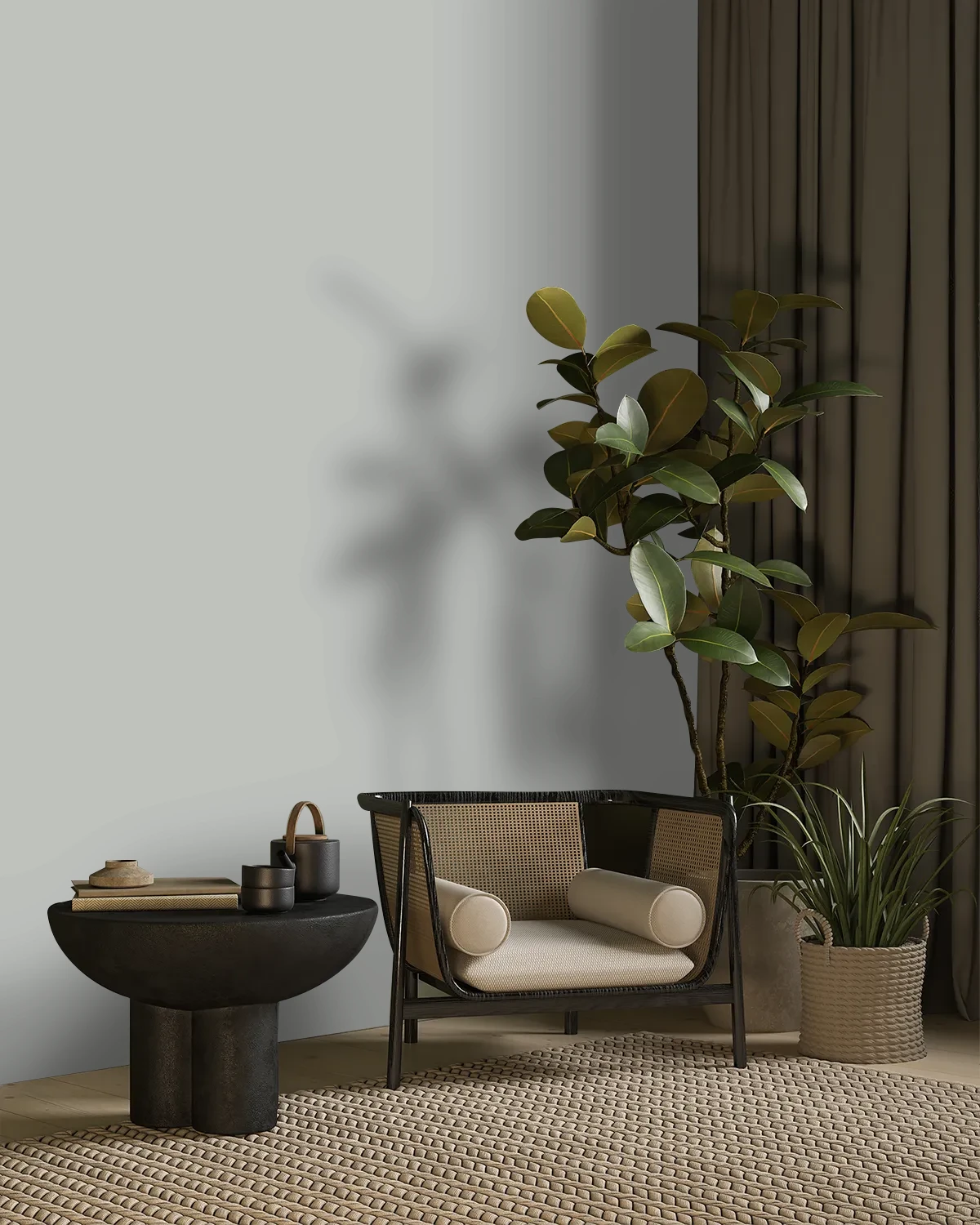 Nippon Paint's HIPSTER GREY color on a beautifully decorated wall.