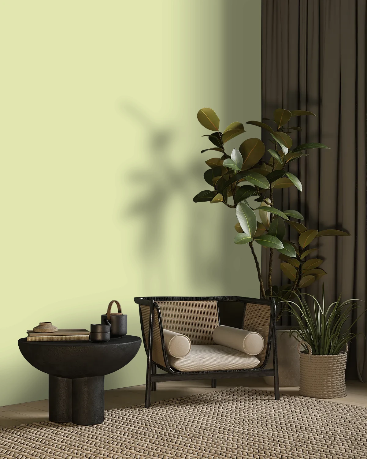 Nippon Paint's HOKKAIDO SPRING color on a beautifully decorated wall.