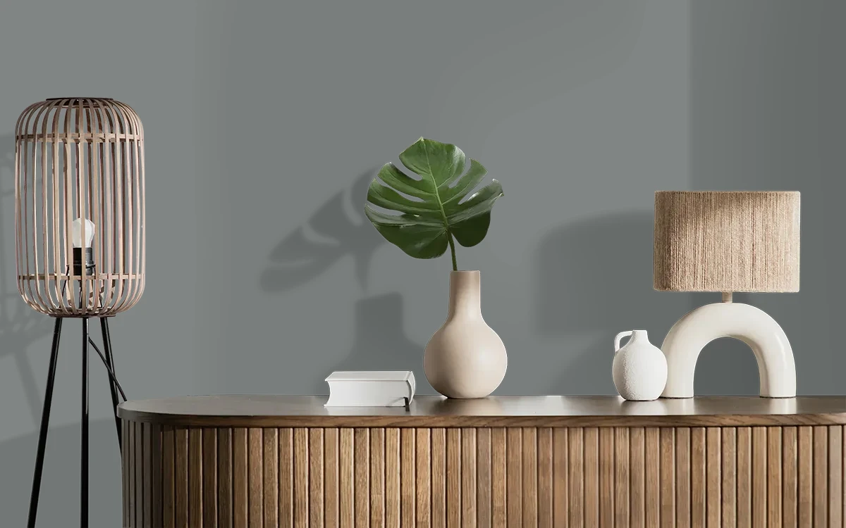 Nippon Paint's HOLLOW GRANITE color on different wall surfaces.