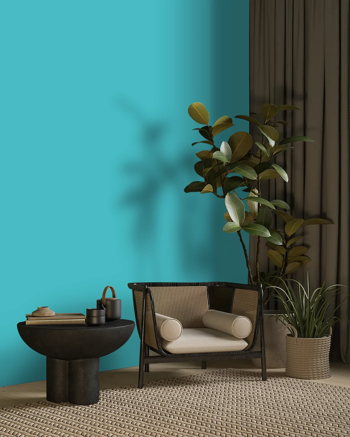 Nippon Paint's HONEST BLUE color on a beautifully decorated wall.