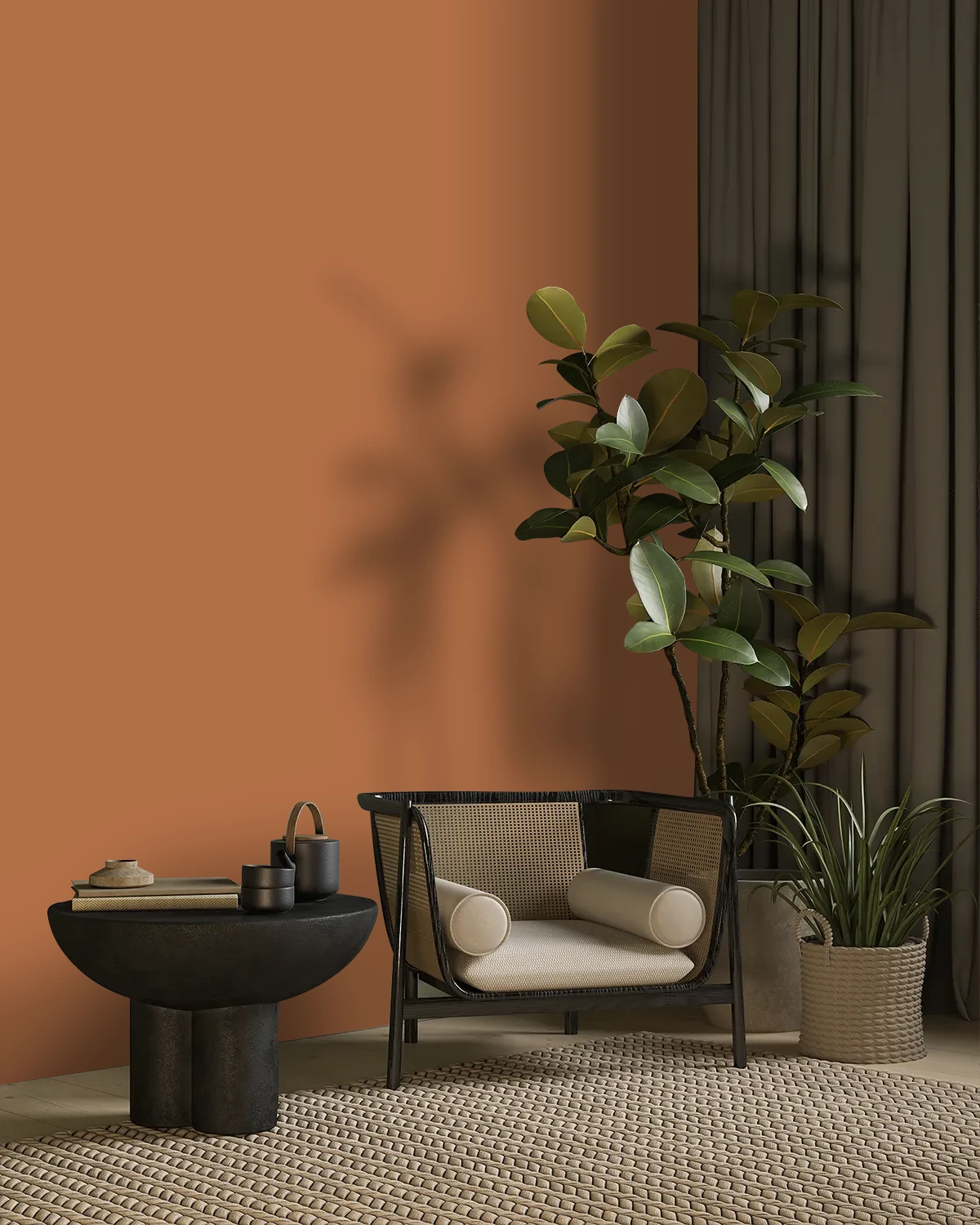 Nippon Paint's HONEY CARAMEL color on a beautifully decorated wall.