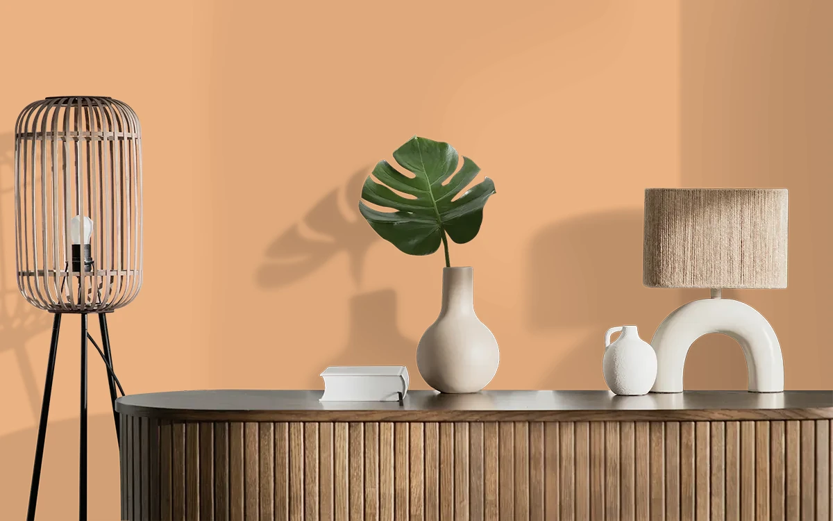 Nippon Paint's HONEY HEAT color on different wall surfaces.