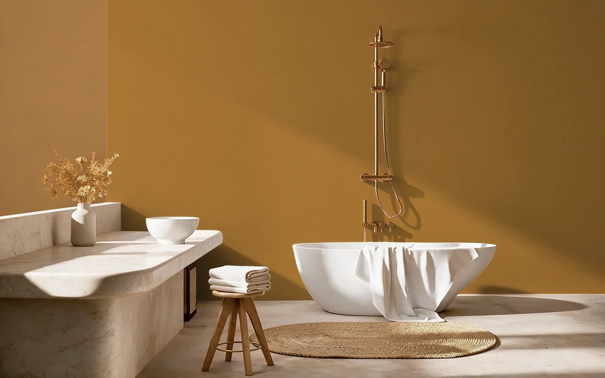 Nippon Paint's HONEY MELT color on different wall surfaces.