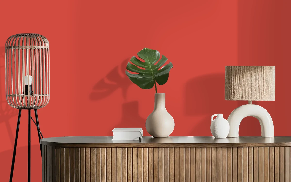 Nippon Paint's HOT SHOT color on different wall surfaces.