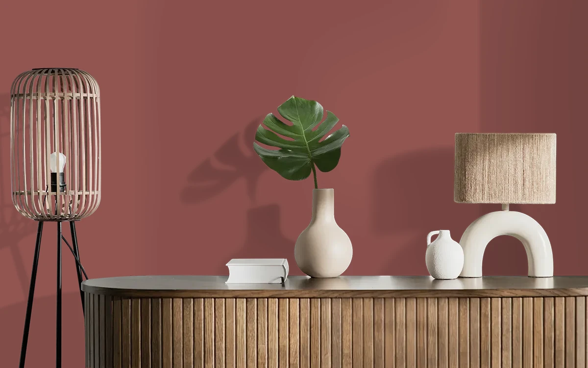 Nippon Paint's HOT SPICE color on different wall surfaces.
