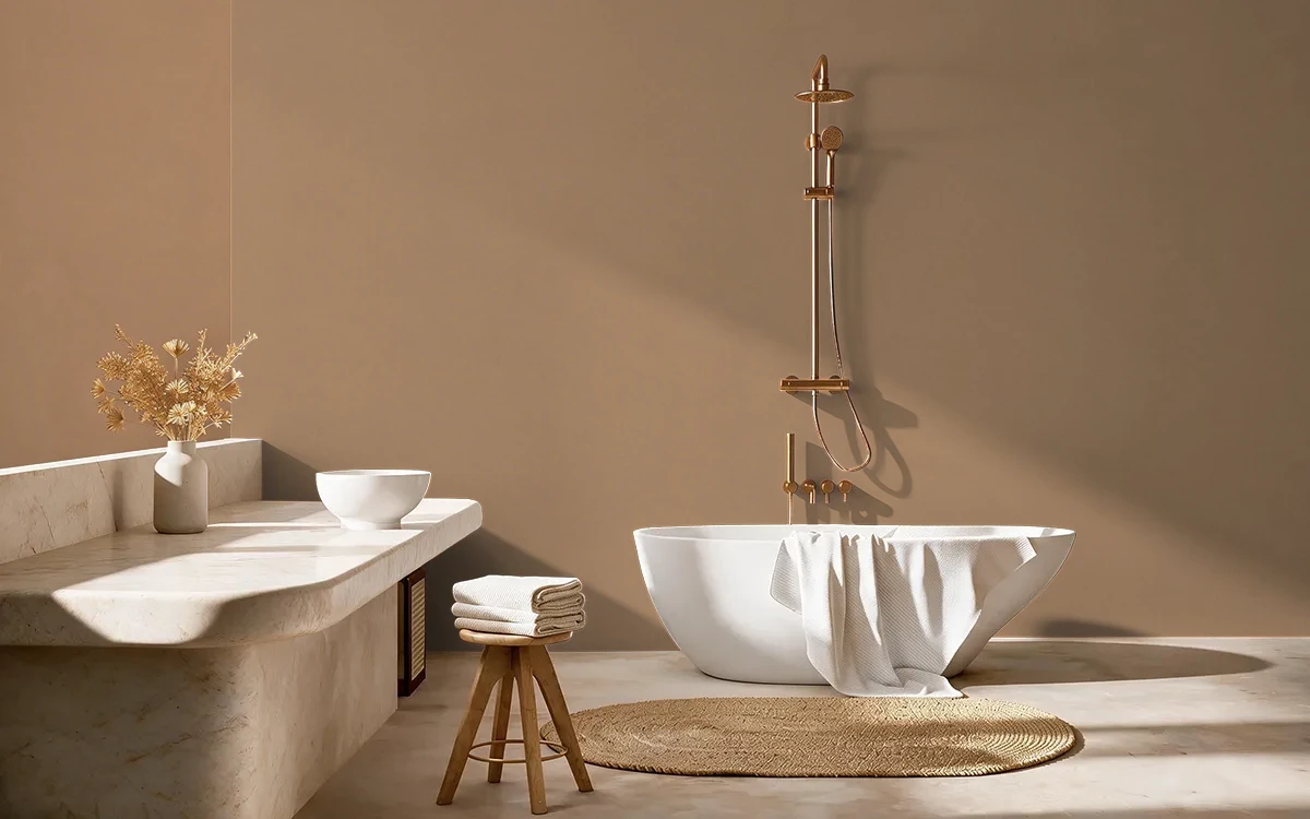 Nippon Paint's HOT STEW color on different wall surfaces.