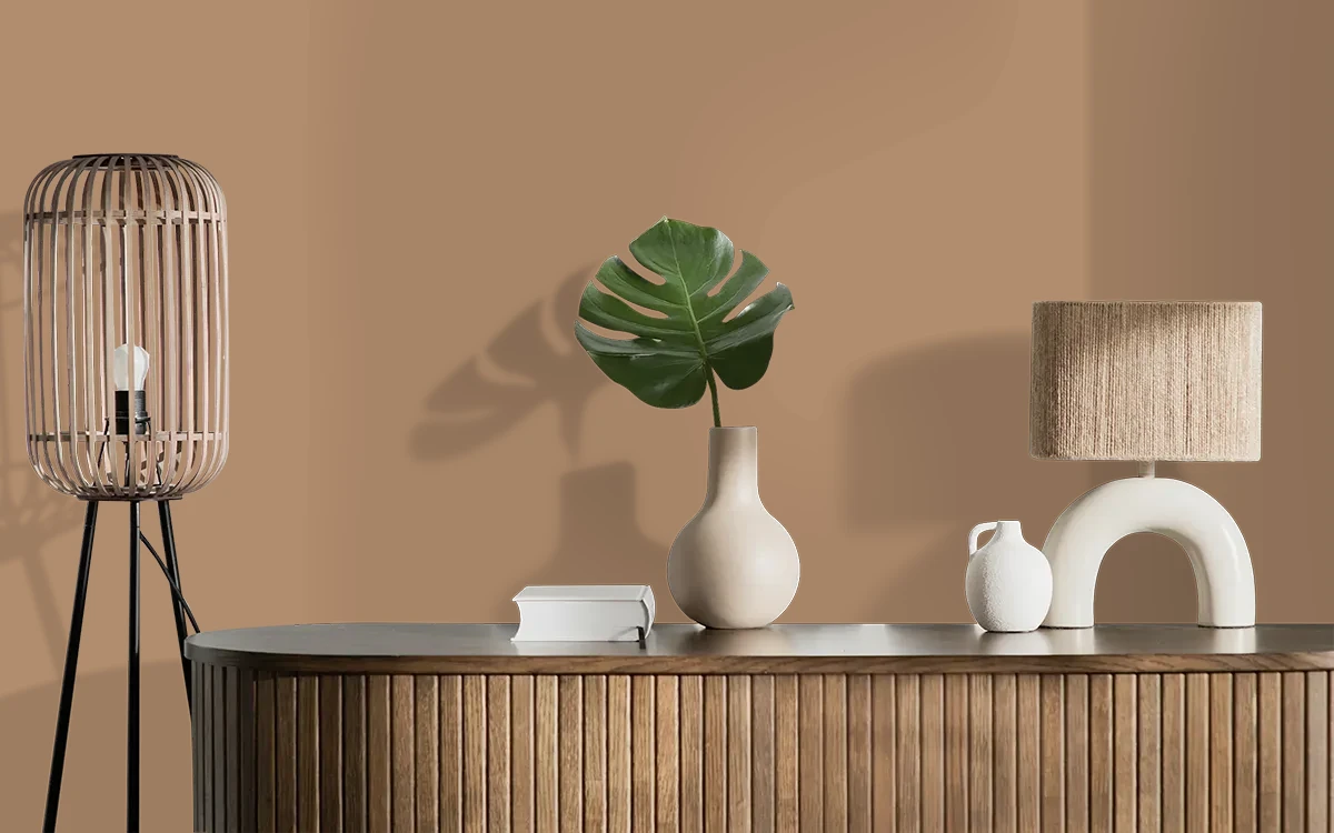Nippon Paint's HOT STEW color on different wall surfaces.