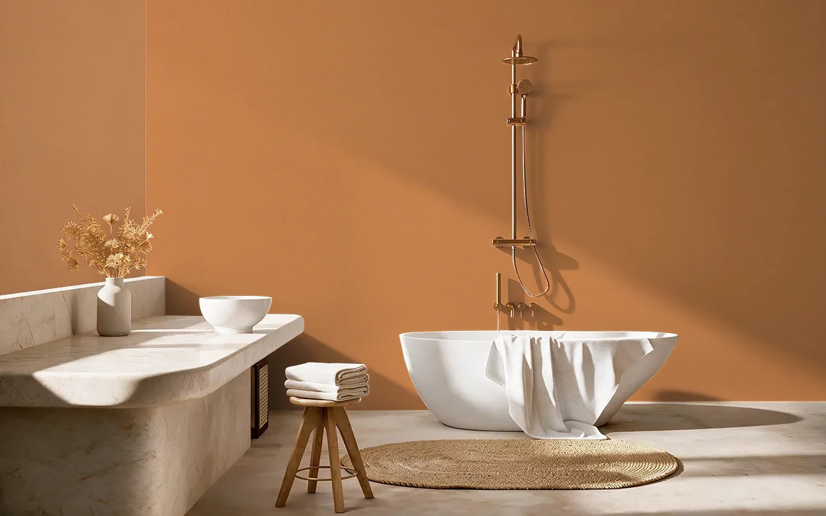 Nippon Paint's HUBBARD SQUASH color on different wall surfaces.