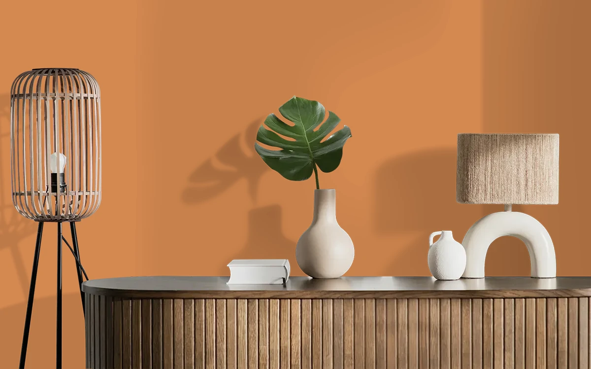 Nippon Paint's HUBBARD SQUASH color on different wall surfaces.
