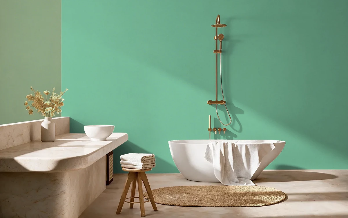 Nippon Paint's HUNTER ZING color on different wall surfaces.