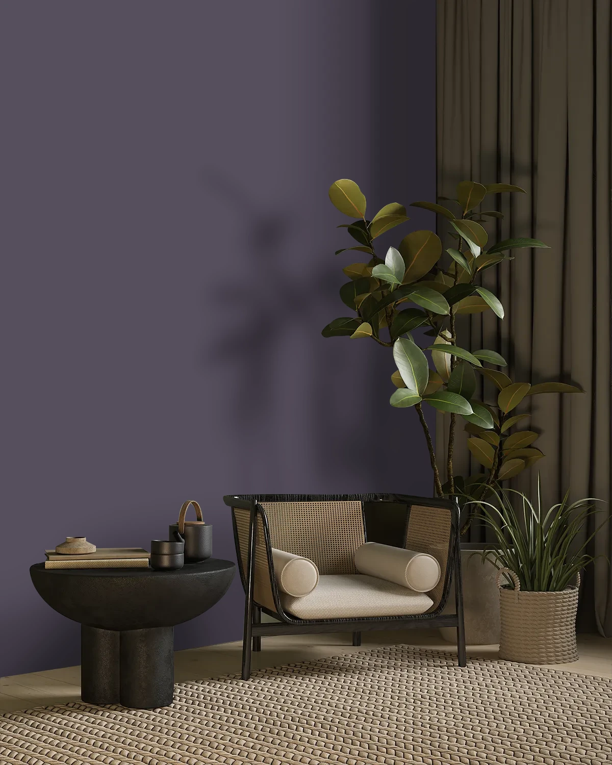 Nippon Paint's HUSTLE BUSTLE color on a beautifully decorated wall.