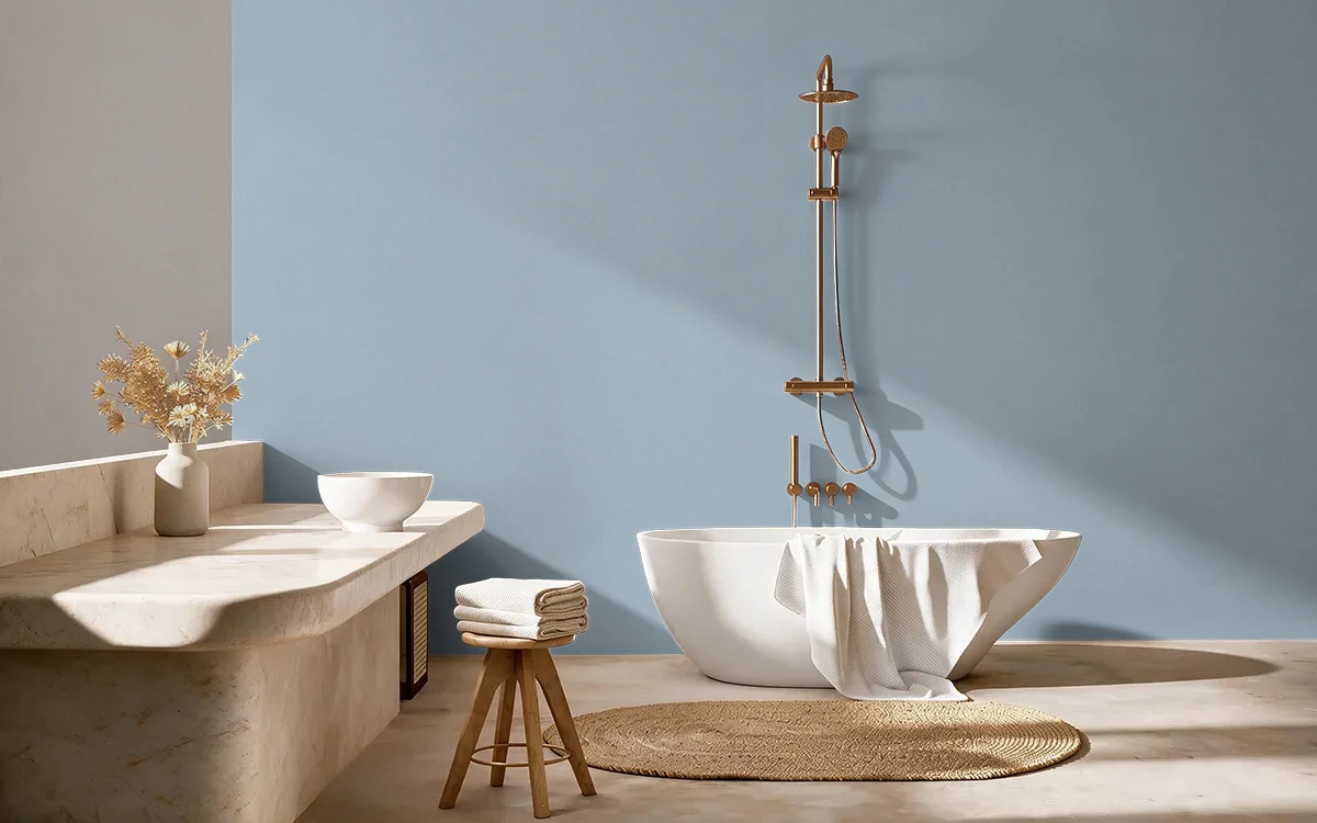Nippon Paint's ICEBERG DRIFT color on different wall surfaces.