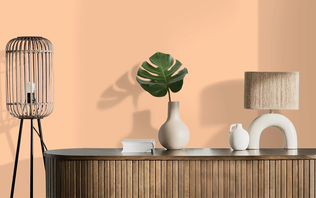 Nippon Paint's ICED MELON color on different wall surfaces.