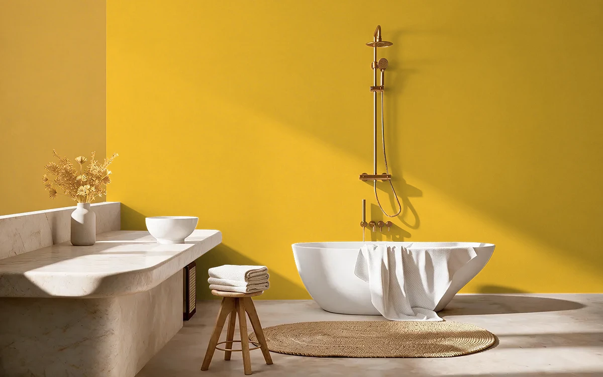 Nippon Paint's IN THE SPOTLIGHT color on different wall surfaces.