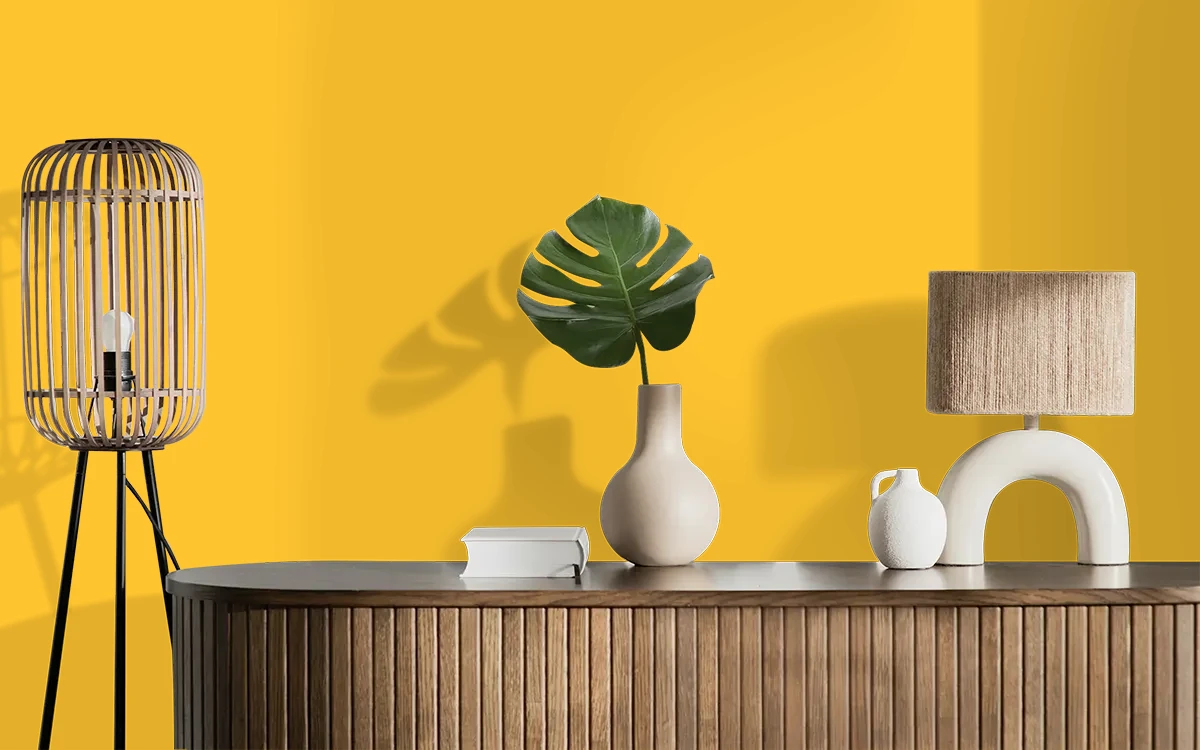 Nippon Paint's IN THE SPOTLIGHT color on different wall surfaces.