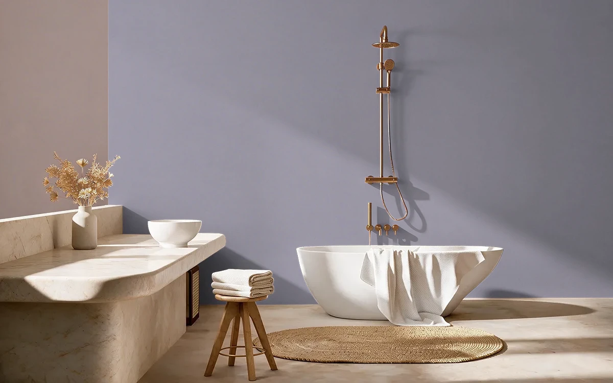 Nippon Paint's INDIGO AURA color on different wall surfaces.