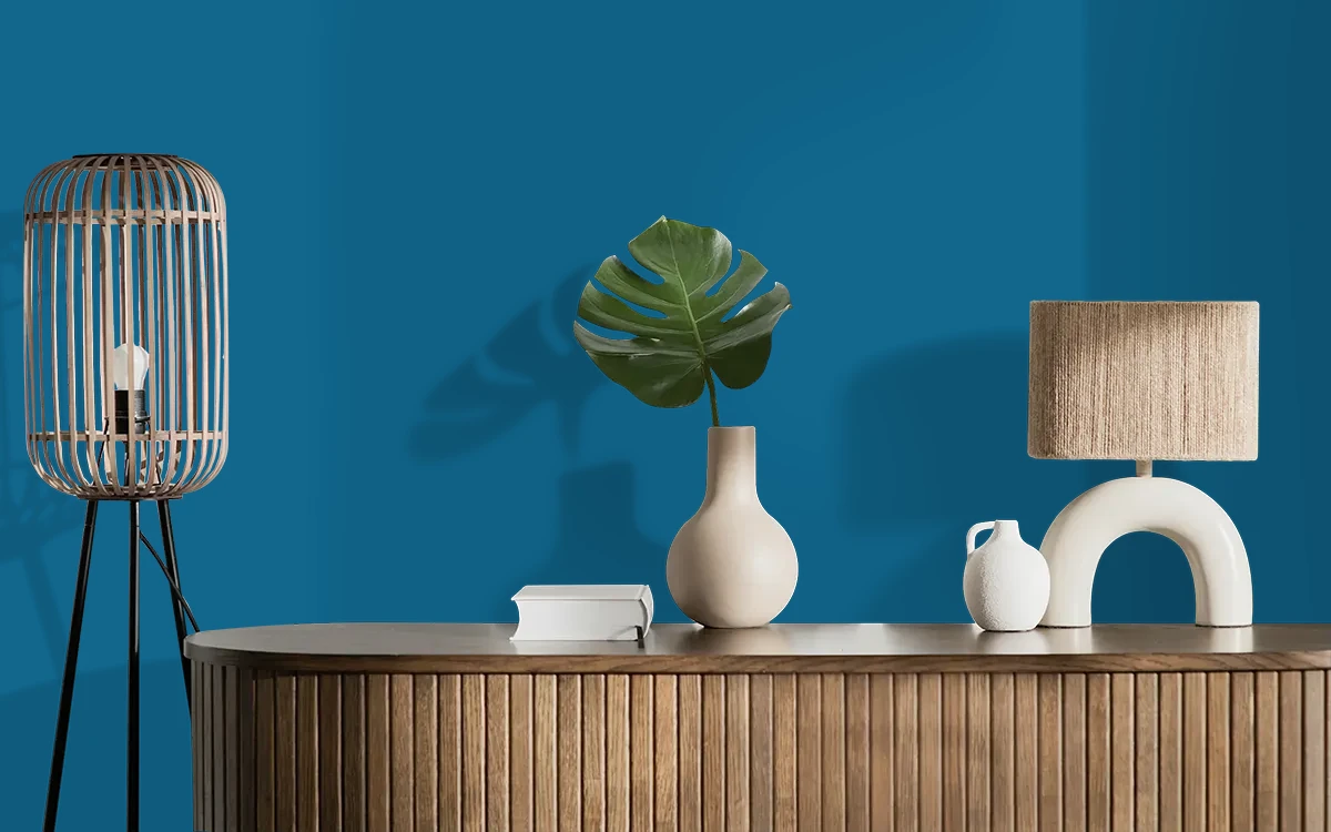 Nippon Paint's INDIGO IMPACT color on different wall surfaces.