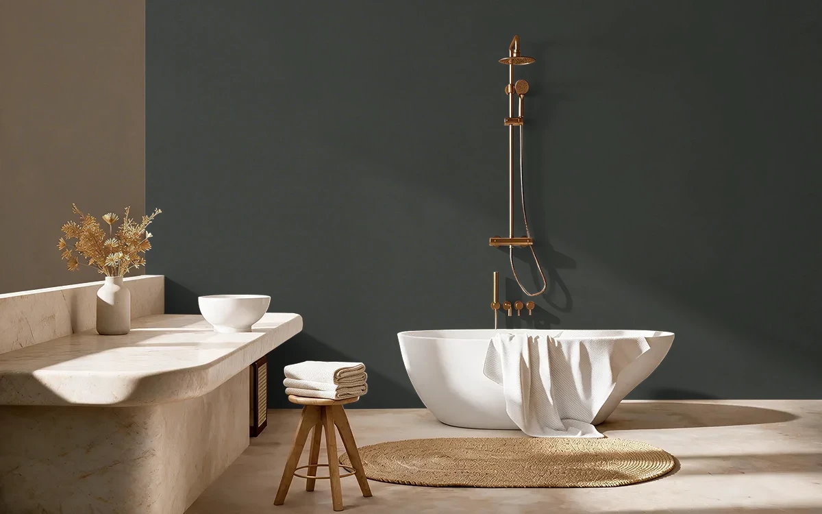 Nippon Paint's INNERMOST THOUGHTS color on different wall surfaces.