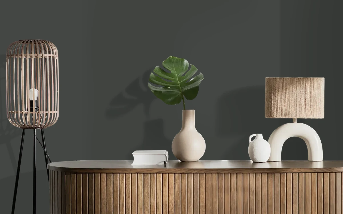 Nippon Paint's INNERMOST THOUGHTS color on different wall surfaces.
