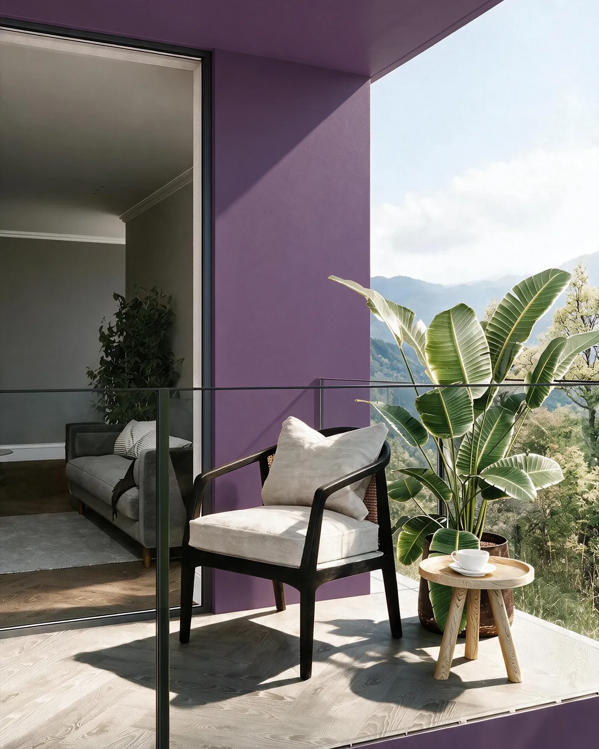Nippon Paint's IRIS BOUQUET color on a beautifully decorated wall.