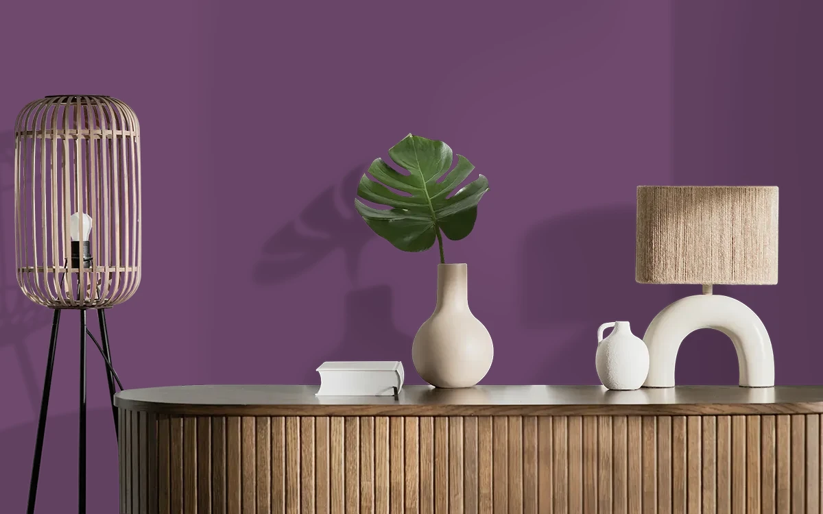 Nippon Paint's IRIS BOUQUET color on different wall surfaces.