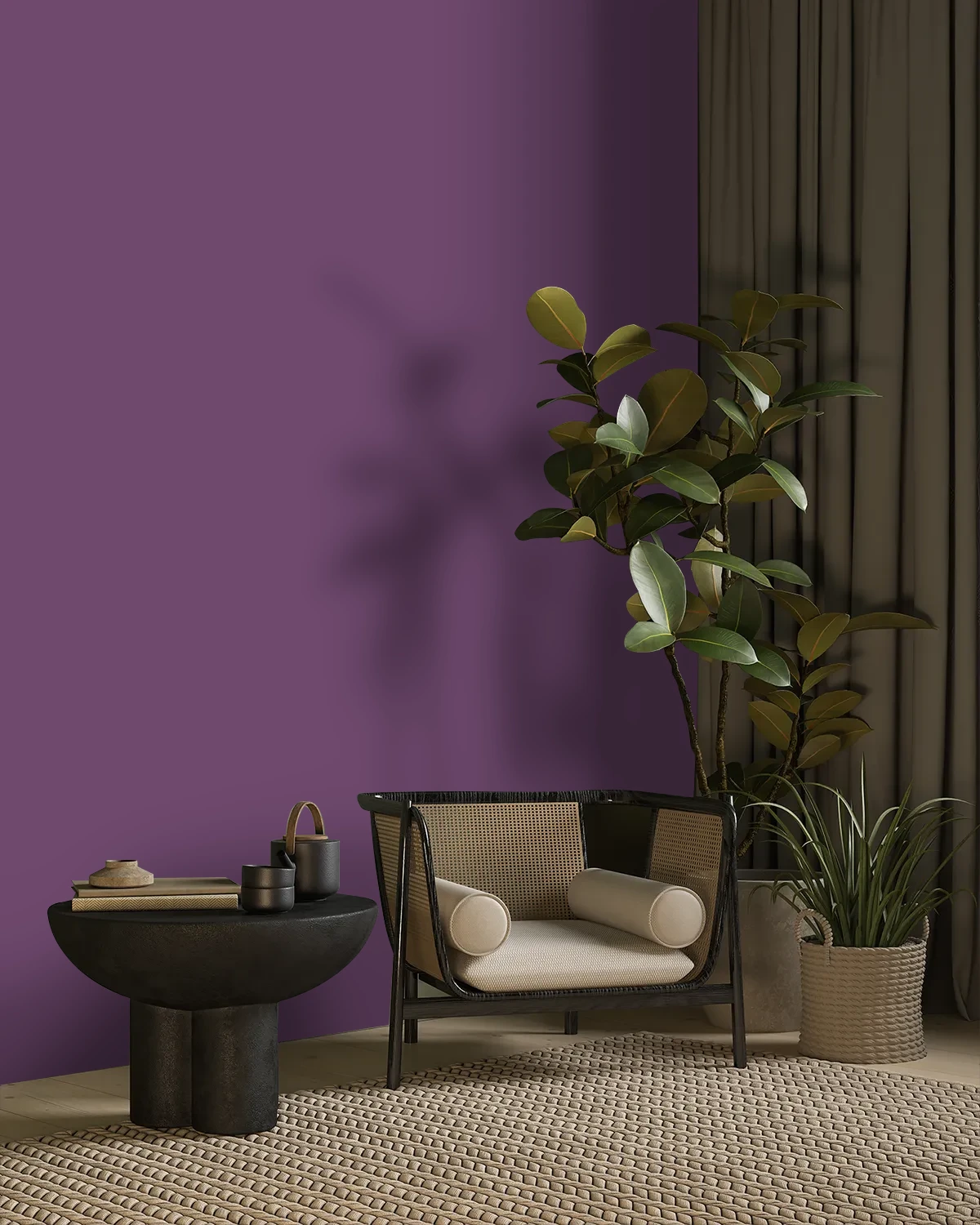 Nippon Paint's IRIS BOUQUET color on a beautifully decorated wall.