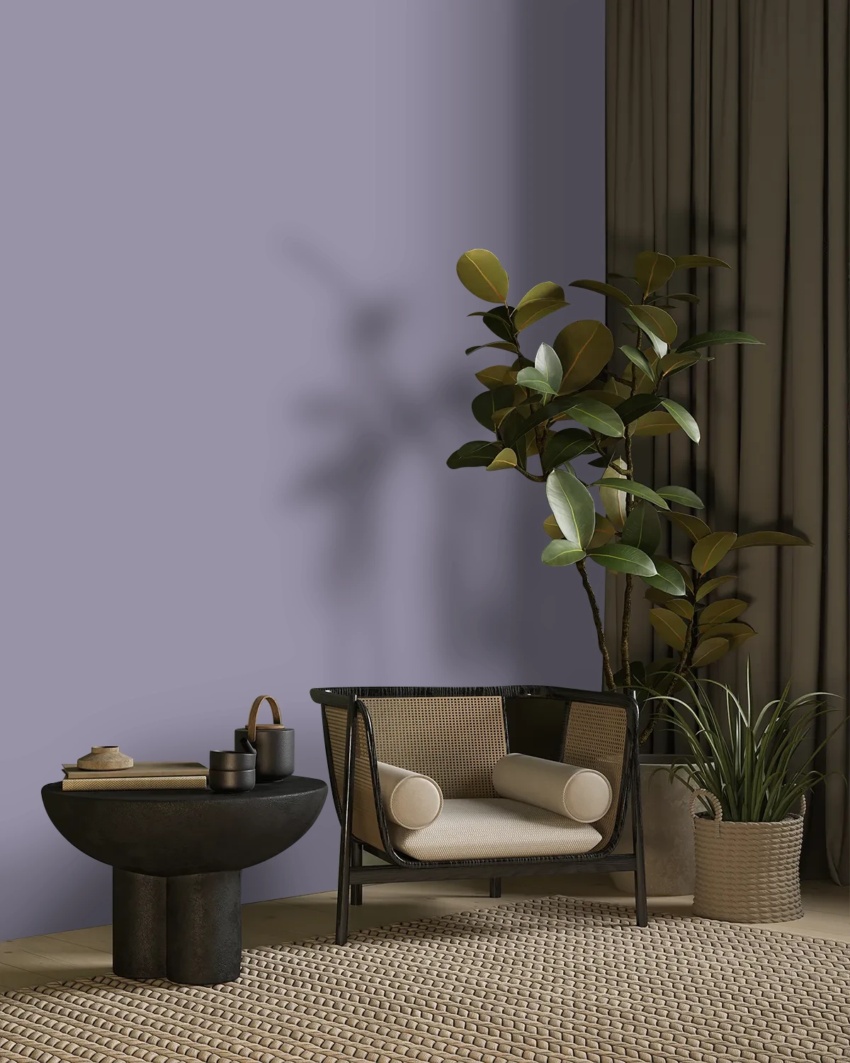 Nippon Paint's IRIS FLARE color on a beautifully decorated wall.